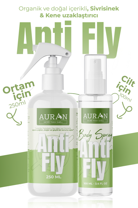 2'li Anti-Fly Sinek, Sivrisinek, Kene ve Haşere Kovucu, Vücut ve Ortam Koruyucu, Bitkisel Sprey Seti - 2