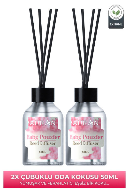 Auran 2’li Bebek Pudrası Çubuklu Oda Kokusu Esansiyel Uçucu Yağ Baby Powder 2x 50ml - 1