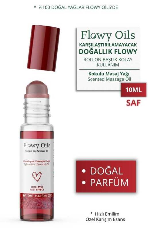 Flowy Oils Afrodizyak Özel Karışım Esansiyel Yağ Uçucu Yağ Karışımı Afrodizyak Etkili Koku, Esans Doğal 10ml - 1
