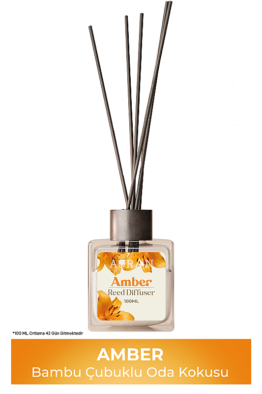 Amber Çubuklu Oda Kokusu Bambu Kokusu Kare Şişe Amber Reed Diffuser 100ml - 1