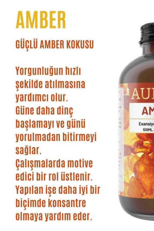 Amber Esansiyel Uçucu Koku Yağı Difüzör Esansı Buhurdanlık Yağı Aromaterapi Yağı 100ml - 2