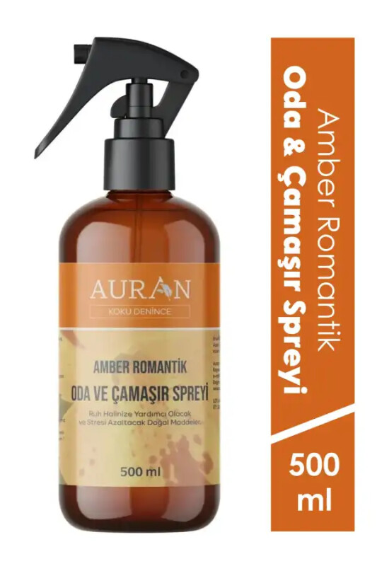 Amber Romantik Parfümlü Oda ve Çamaşır Spreyi Ortam ve Kumaş Kokusu Amber Romantic Room Spray 500ml - AURAN
