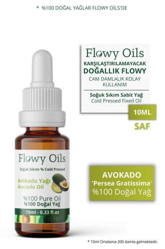 Flowy Oils Avokado Yağı %100 Doğal Bitkisel Sabit Yağ Avocado Oil 10ml - 1