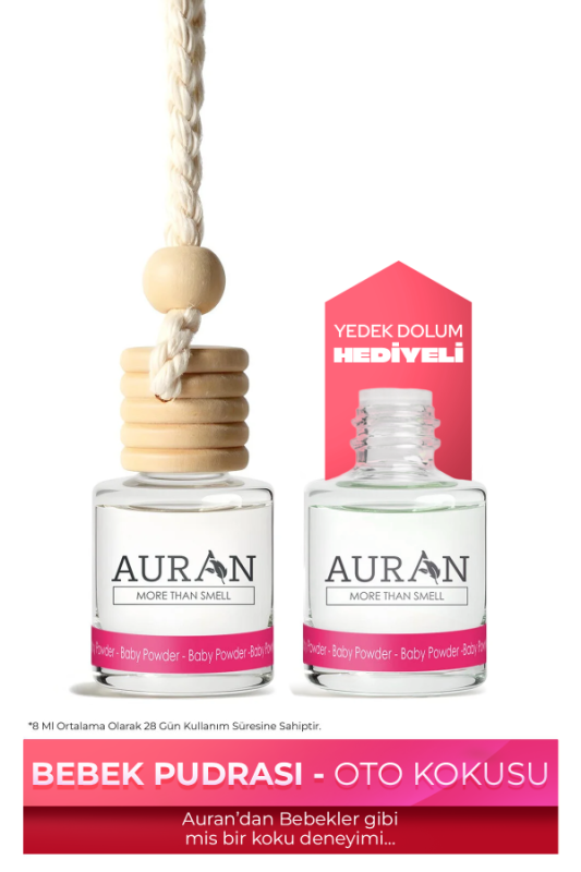 Baby Powder Oto Kokusu İp Askılı Araç Kokusu Uzun Süre Kalıcı Bebek Pudrası Araba Kokusu 8ml - 1
