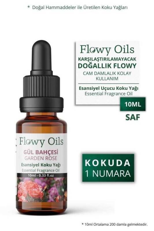 Flowy Oils Bahçe Gülü Saf Esansiyel Uçucu Koku Yağı Esans Buhurdanlık Yağı Difüzör Esansı Fragrance 10ml - 1