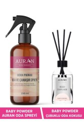 Auran Bebek Pudrası Çubuklu Oda Kokusu Ve Bebek Pudrası Oda Ve Çamaşır Spreyi Oda Kokusu 2'li Favori Set - Auran