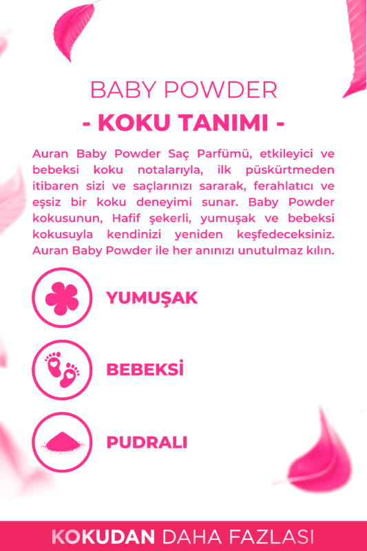 Auran Bebek Pudrası Saç Parfümü Besleyici ve Onarıcı Saç Bakım Spreyi Baby Powder Hair Perfume Spray 100ml - 5