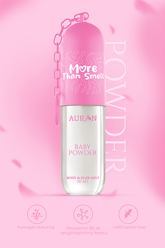 Bebek Pudrası Vücut & Saç Spreyi Besleyici ve Onarıcı Saç Parfümü Anahtarlıklı Vücut Parfümü Charm Body & Hair Mist Spray 30ml - 4