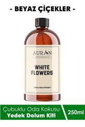 Beyaz Çiçekler Çubuklu Oda ve Ortam Kokusu Yedek Dolum Kiti Yedek Şişe White Flowers Refill 250ml - AURAN