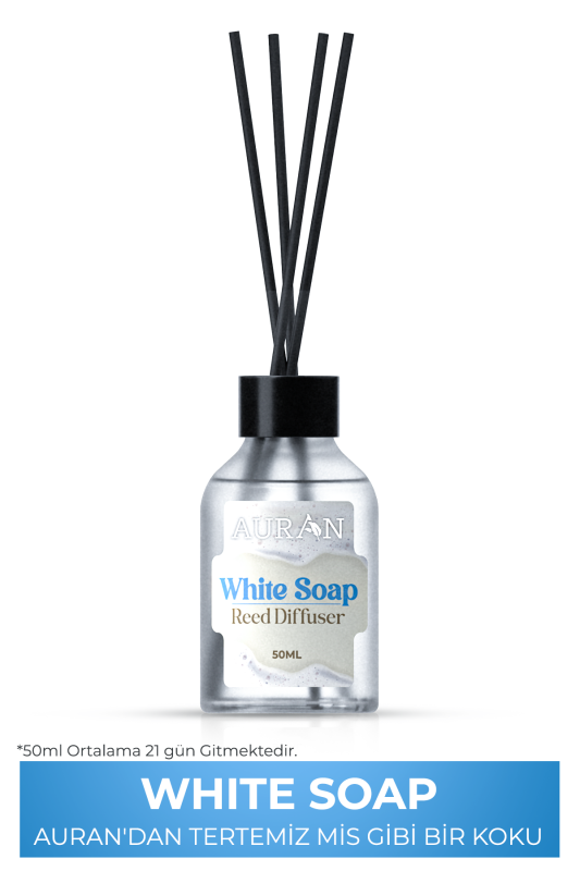Beyaz Sabun Çubuklu Oda Kokusu Bambu Kokusu White Soup Reed Diffuser 50ml - 1