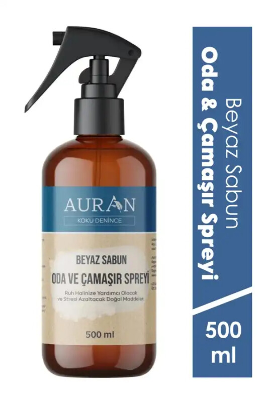 Beyaz Sabun Parfümlü Oda ve Çamaşır Spreyi Ortam ve Kumaş Kokusu White Soup Room Spray 500ml - AURAN