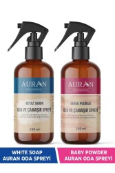 Auran Beyaz Sabun Ve Bebek Pudrası Oda Ve Çamaşır Spreyi Oda Kokusu Oda Spreyi 2'li Set 250ml - Auran
