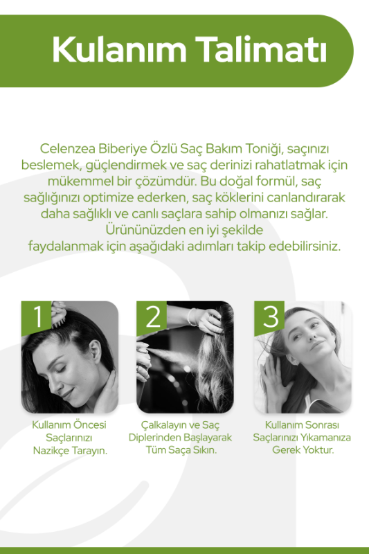 Biberiye Özlü Saç Bakım Toniği Saç Dökülme Karşıtı & Hızlı Saç Uzatma Etkili %100 Doğal Sprey 100ml - 6