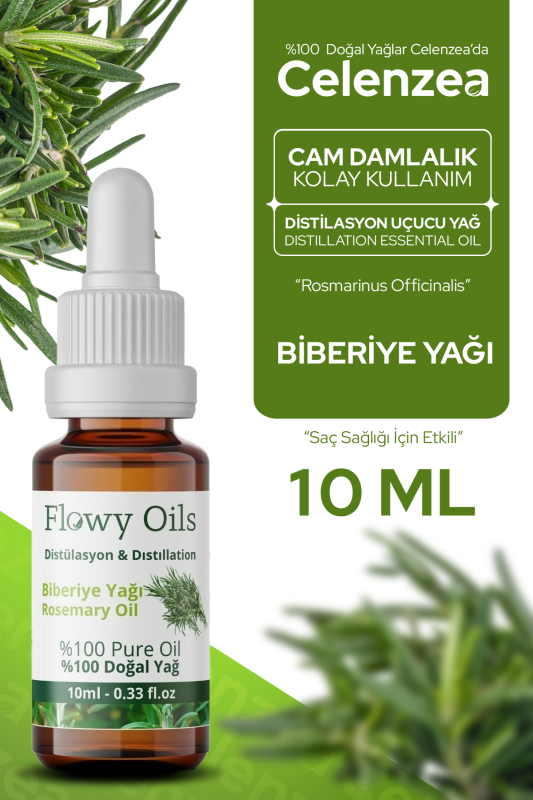 Flowy Oils Biberiye Yağı %100 Doğal Bitkisel Uçucu Yağ Rosemary Oil 10ml - 1