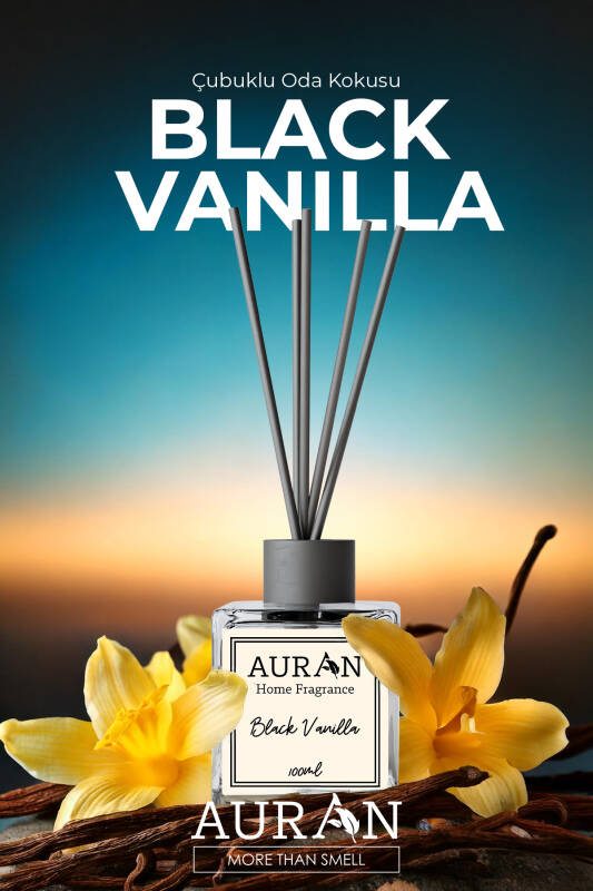 Black Vanilya Çubuklu Oda Kokusu Bambu Kokusu Kare Şişe Black Vanilla Reed Diffuser 100ml - 10
