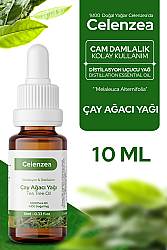 Çay Ağacı Uçucu Yağı %100 Doğal Distilasyon Yağ, Siyah Nokta ve Sivilce Karşıtı Bakım, Kepek Karşıtı Saç Bakımı, Gözenek Sıkılaştırıcı, Aromaterapi, Tea Tree Essential Oil (Melaleuca Alternifolia) 10ml - Celenzea