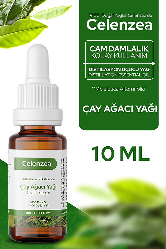Çay Ağacı Uçucu Yağı %100 Doğal Distilasyon Yağ, Siyah Nokta ve Sivilce Karşıtı Bakım, Kepek Karşıtı Saç Bakımı, Gözenek Sıkılaştırıcı, Aromaterapi, Tea Tree Essential Oil (Melaleuca Alternifolia) 10ml - 1