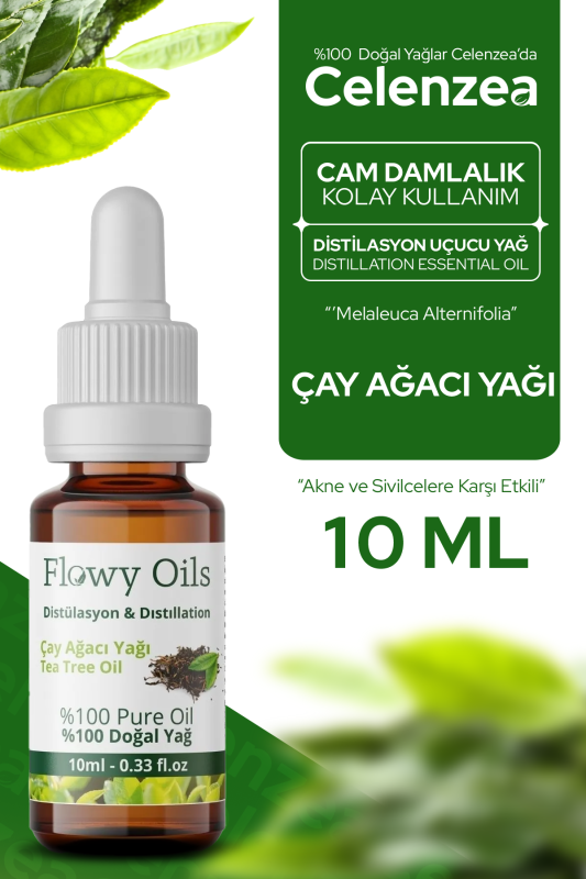 Flowy Oils Çay Ağacı Yağı %100 Doğal Bitkisel Uçucu Yağ Tea Tree Oil 10ml - 1
