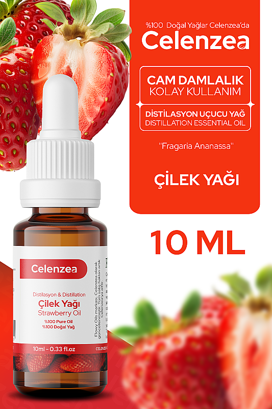Çilek Uçucu Yağı %100 Doğal Distilaston Yağ, Aydınlık ve Canlı Cilt Görünümü, Yaşlanma Çizgilerini Azaltıcı Bakım, Dudak Nemlendirici, Siyah Nokta Karşıtı, C Vitamini, Aromaterapi, Cherry Essential Oil (Fragaria Ananassa) 10ml - 1
