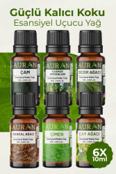 Auran Doğa Seti Saf Esansiyel Uçucu Yağ Buhurdanlık Yağı Hava Nemlendirici Esansı, Esans Koku Yağı 6x 10ml - Auran