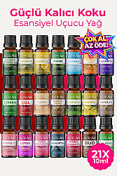 Auran Eko Set Saf Esansiyel Uçucu Yağ Buhurdanlık Yağı Difüzör Esansı Aromaterapi Ortam Koku Yağı 21x 10ml - Auran