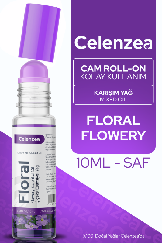 Celenzea Floral Doğal Karışım Esansiyel Yağ Uçucu Yağ Karışımı Etkili Koku, Esans Doğal Roll-on 10ml - 1