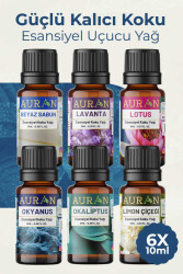 Auran Fresh Set Saf Esansiyel Uçucu Yağ Buhurdanlık Yağı Difüzör Esansı Aromaterapi Koku Yağı 6x 10ml - Auran