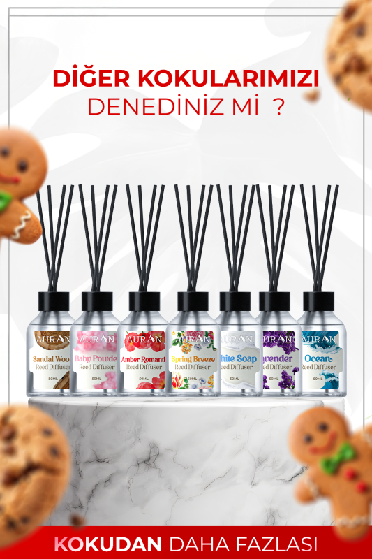 Ginger Cookie Çubuklu Oda Kokusu Bambu Ortam Kokusu Zencefilli Kurabiye Kokulu Reed Diffuser 50ml - 7