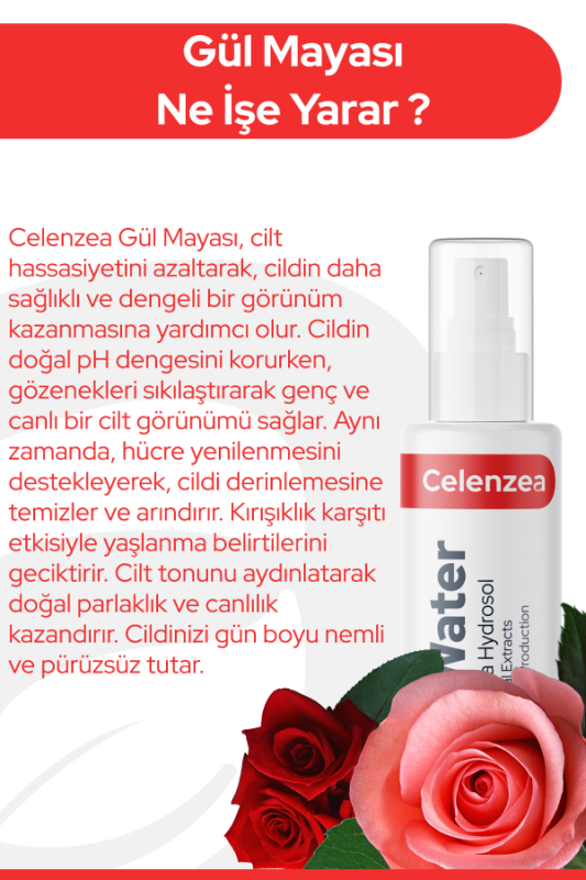 Gül Mayası Aydınlatıcı & Gözenek Sıkılaştırıcı Gül Suyu Cilt Yenileyici Gül Hidrosolü 100ml - 7