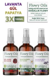 Flowy Oils Gül Suyu, Lavanta Suyu, Papatya Suyu Cam Şişe %100 Tam Saf Doğal Yağlı Su 100ml - Flowy Oils