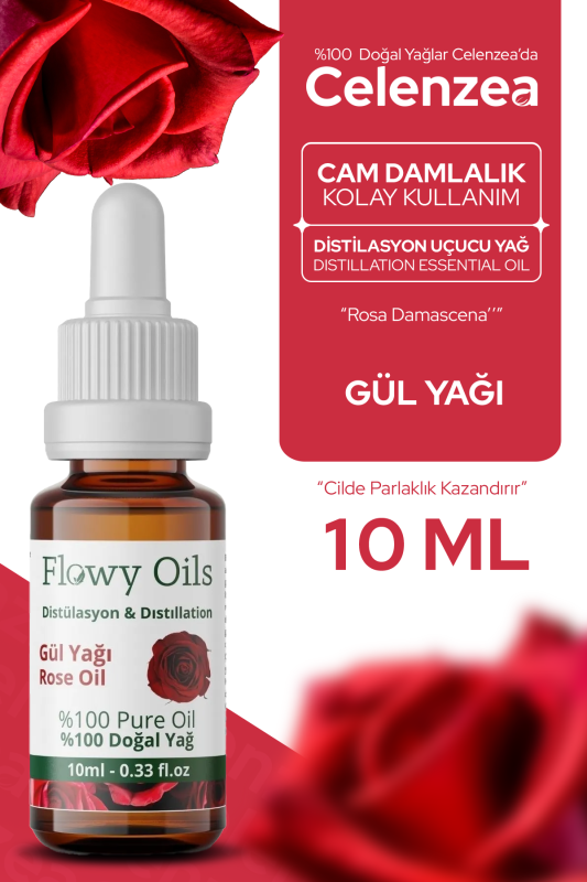 Flowy Oils Gül Yağı %100 Doğal Bitkisel Uçucu Yağ Rose Oil 10ml - 1