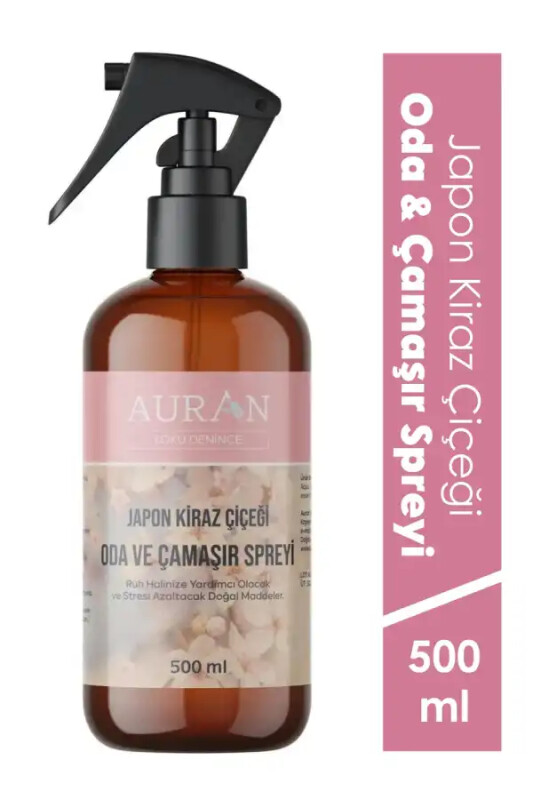 Japon Kiraz Çiçeği Parfümlü Oda ve Çamaşır Spreyi Kumaş Kokusu Japanese Cherry Room Spray 500ml - AURAN