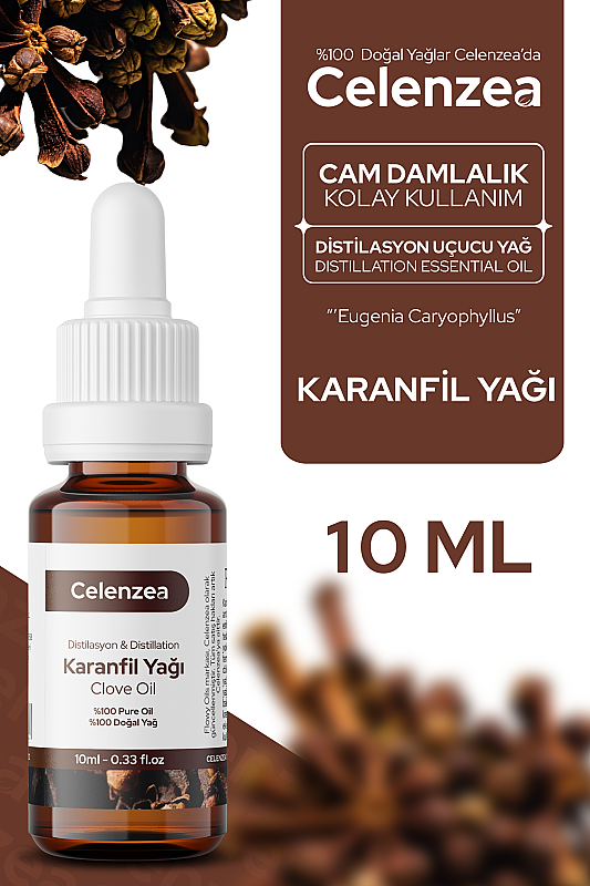 Karanfil Uçucu Yağı %100 Doğal Distilasyon Yağ, Ağız Hijyeni, Tırnak ve Kutikül Bakımı, Aktif Sivilce Söndürücü, Zihin Canlandırıcı, Odak Artırıcı, Clove Essential Oil (Eugenia Caryophyllus) 10ml - 1