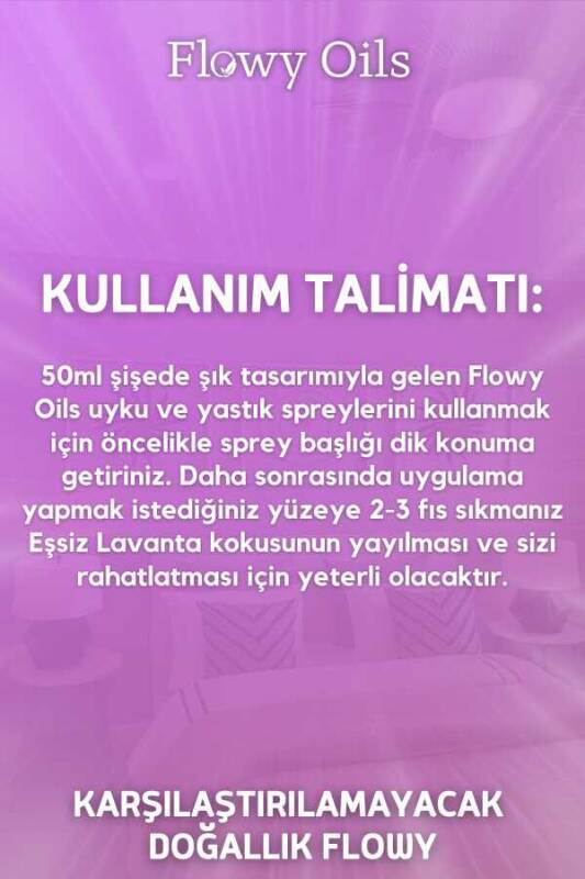 Flowy Oils Lavanta Doğal Lavanta Uyku Ve Yastık Spreyi Lavender Sleep And Pıllow Spray 50 ml - 6