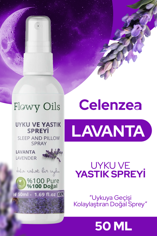 Flowy Oils Lavanta Doğal Lavanta Uyku Ve Yastık Spreyi Lavender Sleep And Pıllow Spray 50 ml - 1