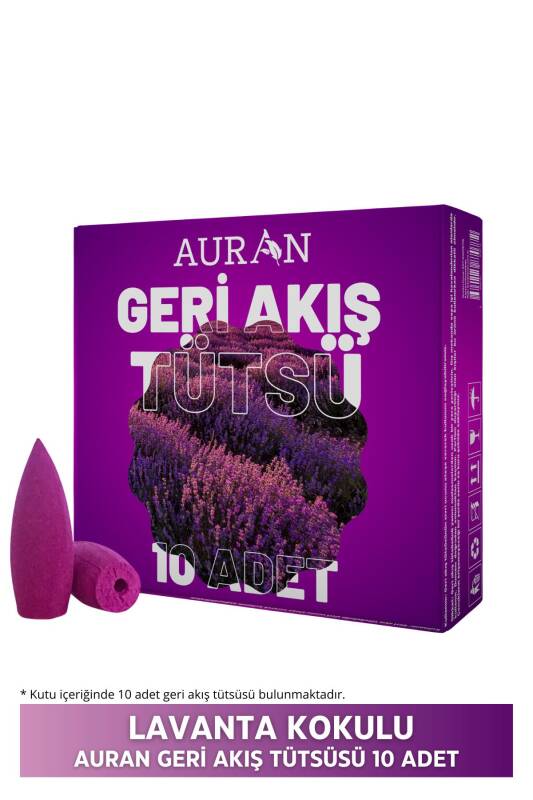 Auran Lavanta Kokulu Geri Akış Tütsüsü konik Tütsü Lavander Backflow Incense Cones 10 Adet - 1