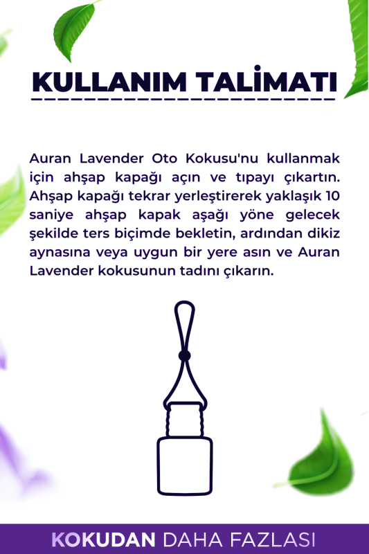 Lavender Oto Kokusu İp Askılı Araç Kokusu Uzun Süre Kalıcı Lavanta Araba Kokusu 8ml - 6
