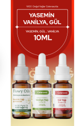 Yasemin, Vanilya, Gül Yağı 3'lü Bakım ve Aromaterapi Seti Saf %100 Doğal Yağ 3x 10ml - Flowy Oils