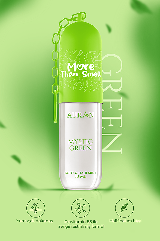Mystic Green Vücut & Saç Spreyi Besleyici ve Onarıcı Saç Parfümü Anahtarlıklı Vücut Parfümü Charm Body & Hair Mist Spray 30ml - 4