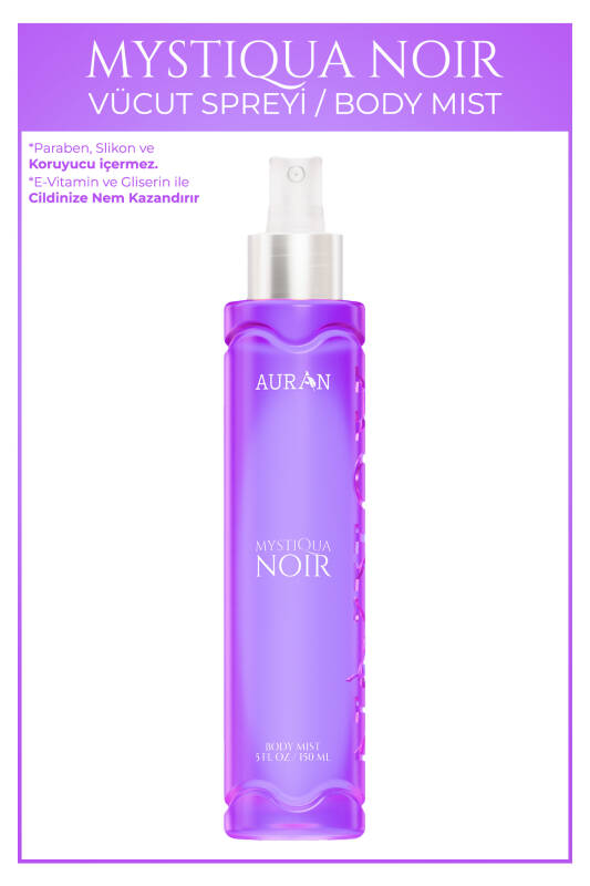 Mystiqua Noir Parfümlü Kadın Vücut Spreyi Vücut Kokusu Vücut Misti Body Mist Spray 150ml - 1