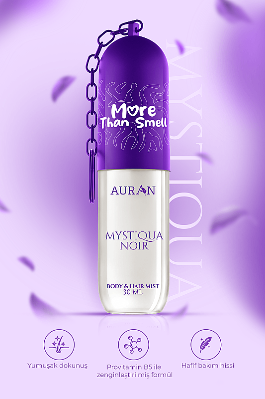 Mystiqua Noir Vücut & Saç Spreyi Besleyici ve Onarıcı Saç Parfümü Anahtarlıklı Vücut Parfümü Charm Body & Hair Mist Spray 30ml - 4