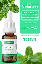 Nane Uçucu Yağı %100 Doğal Distilasyon Yağ, Mentol Kokusu, Baş Rahatlatıcı, Canlı Cilt Görünümü, Detoks Etkisi, Motivasyon ve Odaklanma Artırıcı, Aromaterapi, Mint Essential Oil (Mentha Arvensis) 10ml - Celenzea