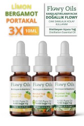 Flowy Oils Portakal Yağı, Limon Yağı, Bergamot Yağı 3'lü Narenciye Set %100 Doğal Bitkisel Uçucu Yağ 10ml - Flowy Oils