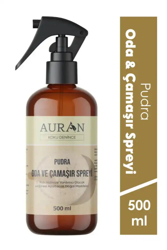 Pudra Parfümlü Oda ve Çamaşır Spreyi Ortam ve Kumaş Kokusu Powder Room Spray 500ml - AURAN
