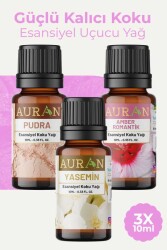 Auran Pudra, Yasemin, Amber Saf Esansiyel Uçucu Yağ Buhurdanlık Yağı Difüzör Esansı Aromaterapi 3x 10ml - Auran