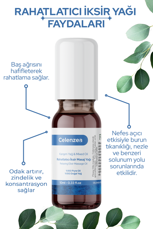 Rahatlatıcı İksir Masaj Yağı Nane, Okaliptus ve Biberiye Karışımı Ferahlatıcı Mentol Roll-On 10ml - 2