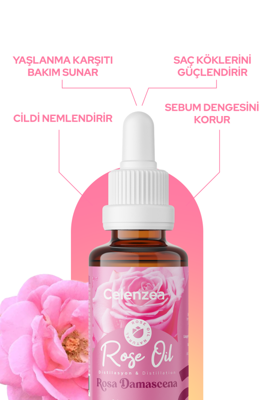 Saf Gül Yağı Anti-Aging & Nemlendirici Bakım %100 Doğal Cilt Bakımı Rose Oil 30ml - 2