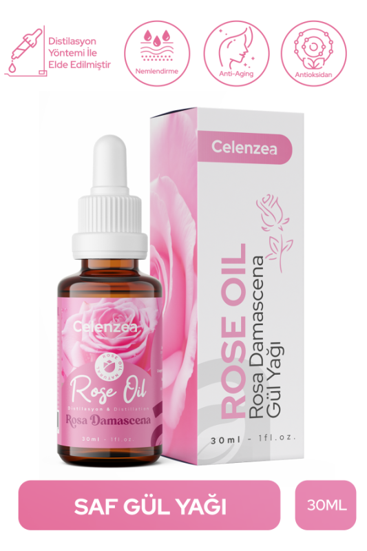 Saf Gül Yağı Anti-Aging & Nemlendirici Bakım %100 Doğal Cilt Bakımı Rose Oil 30ml - 1