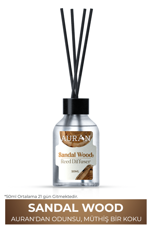 Sandal Ağacı Çubuklu Oda Kokusu Bambu Kokusu Sandal Wood Reed Diffuser 50ml - 1