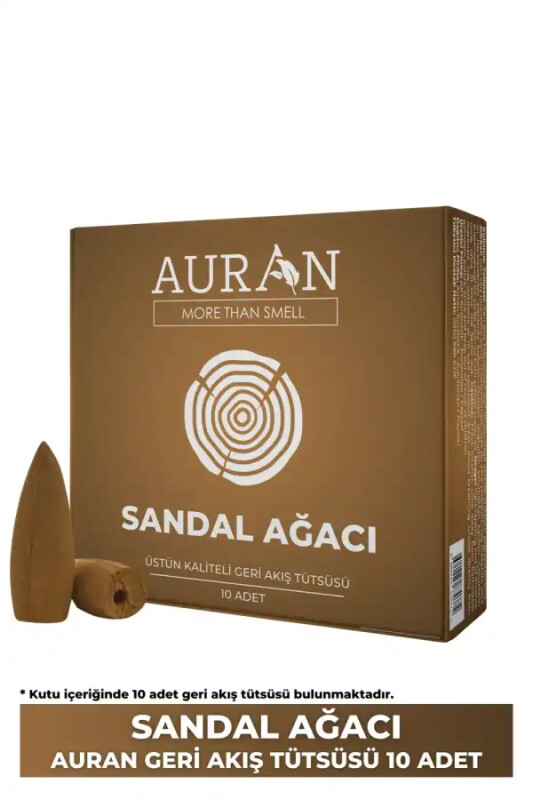 Auran Sandal Ağacı Kokulu Geri Akış Tütsüsü konik Tütsü Sandal Wood Backflow Incense Cones 10 Adet - AURAN